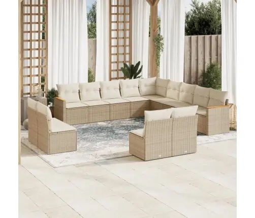 13-Osaline Aiadiivani Komplekt Patjadega, Beež , Polürotang