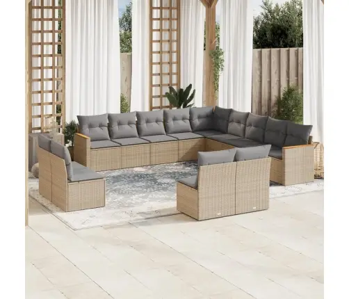 13-Daļīgs Dārza Dīvāna Komplekts Ar Matračiem,Pe Rotangpalma Vidaxl