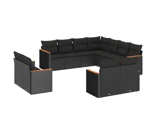 Sodo Komplektas Su Pagalvėlėmis, 11 Dalių, Juodas, Poliratanas