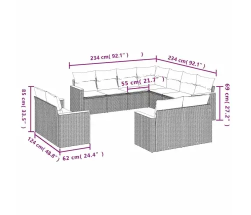 Sodo Komplektas Su Pagalvėlėmis, 11 Dalių, Juodas, Poliratanas
