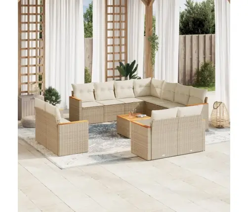 Sodo Komplektas Su Pagalvėlėmis, 12 Dalių, Smėlio, Poliratanas