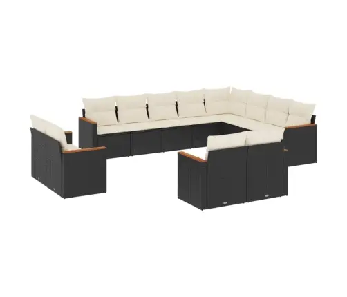 12-Daļīgs Dārza Dīvānu Komplekts, Matrači, Melna Pe Rotangpalma Vidaxl