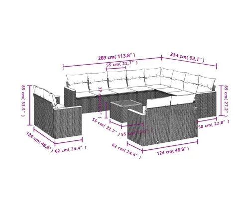 13-Osaline Aiadiivani Komplekt Patjadega, Must, Polürotang