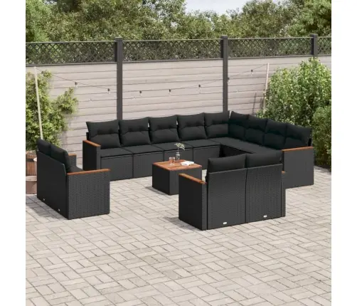 13-Osaline Aiadiivani Komplekt Patjadega, Must, Polürotang