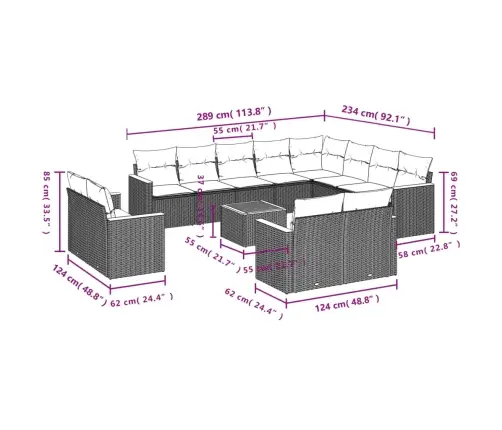 13-Osaline Aiadiivani Komplekt Patjadega, Must, Polürotang