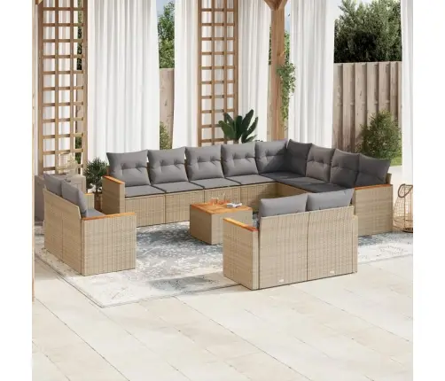 13-Daļīgs Dārza Dīvāna Komplekts Ar Matračiem,Pe Rotangpalma Vidaxl