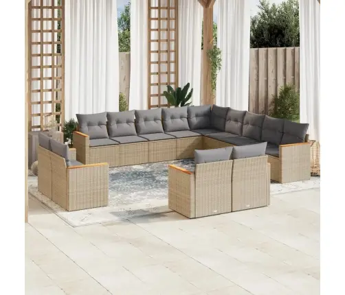 13-Daļīgs Dārza Dīvāna Komplekts Ar Matračiem,Pe Rotangpalma Vidaxl