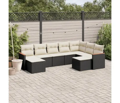 9-Daļīgs Dārza Dīvāna Komplekts, Matrači, Melna Pe Rotangpalma Vidaxl