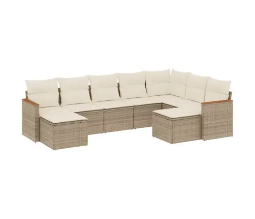 Sodo Komplektas Su Pagalvėlėmis, 9 Dalių, Smėlio, Poliratanas