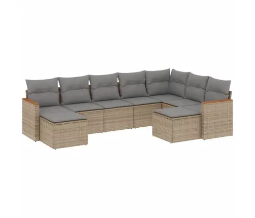 Sofos Komplektas Su Pagalvėlėmis, 9 Dalių, Smėlio, Poliratanas