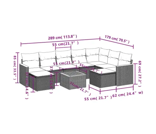 10-Daļīgs Dārza Dīvāna Komplekts, Matrači, Bēša Pe Rotangpalma Vidaxl