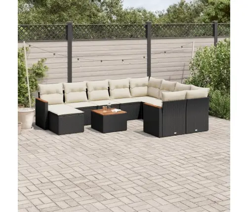 Sodo Komplektas Su Pagalvėlėmis, 11 Dalių, Juodas, Poliratanas