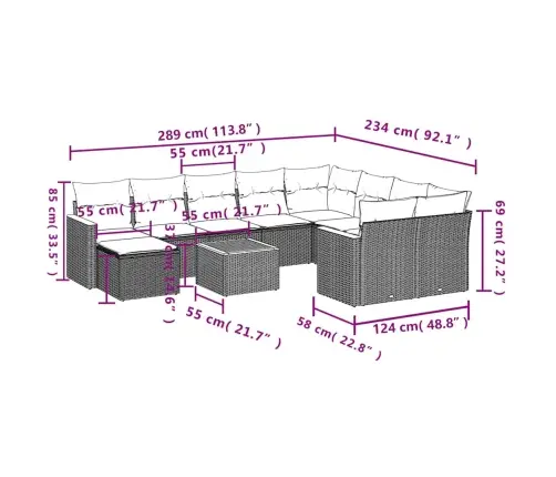 Sodo Komplektas Su Pagalvėlėmis, 11 Dalių, Smėlio, Poliratanas