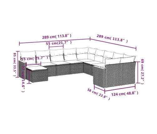 11-Osaline Aiadiivani Komplekt Patjadega, Must, Polürotang