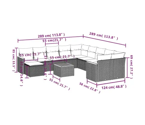 12-Daļīgs Dārza Dīvāna Komplekts, Matrači, Bēša Pe Rotangpalma Vidaxl