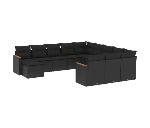 12-Daļīgs Dārza Dīvānu Komplekts, Matrači, Melna Pe Rotangpalma Vidaxl