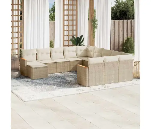 12-Daļīgs Dārza Dīvāna Komplekts, Matrači, Bēša Pe Rotangpalma Vidaxl