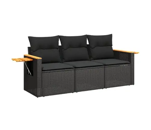 3-Osaline Aiadiivanikomplekt Patjadega, Must, Polürotang