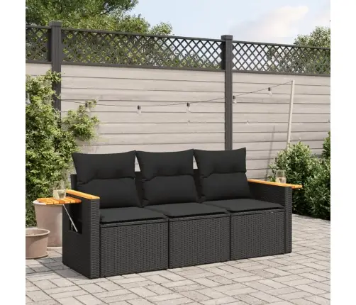 3-Osaline Aiadiivanikomplekt Patjadega, Must, Polürotang