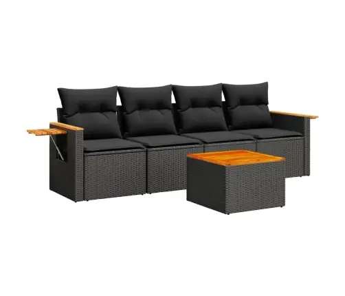 5-Osaline Aiadiivanikomplekt Patjadega, Must, Polürotang