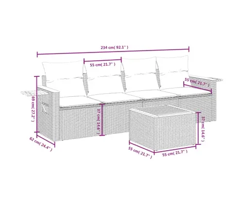 5-Osaline Aiadiivani Komplekt Patjadega, Hall, Polürotang