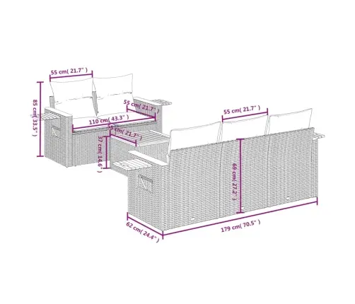 6-Osaline Aiadiivani Komplekt Patjadega, Must, Polürotang