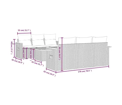7-Daļīgs Dārza Dīvāna Komplekts Ar Matračiem, Melna Pe Vidaxl