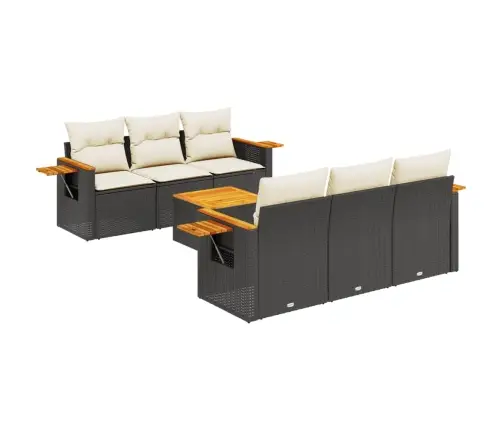 7-Daļīgs Dārza Dīvāna Komplekts Ar Matračiem, Melna Pe Vidaxl