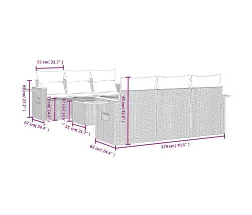 7-Daļīgs Dārza Dīvāna Komplekts Ar Matračiem, Melna Pe Vidaxl