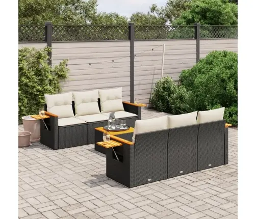 7-Daļīgs Dārza Dīvāna Komplekts Ar Matračiem, Melna Pe Vidaxl