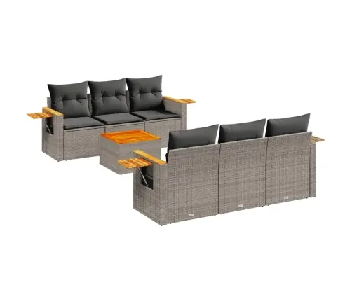 7-Daļīgs Dārza Dīvāna Komplekts, Matrači, Pelēka Pe Rotangpalma Vidaxl