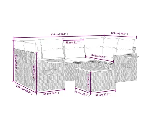 7-Osaline Aiadiivani Komplekt Patjadega, Must, Polürotang
