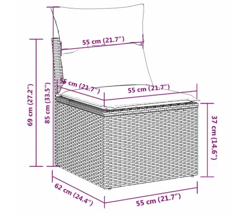 8-Osaline Aiadiivani Komplekt Patjadega, Beež, Polürotang