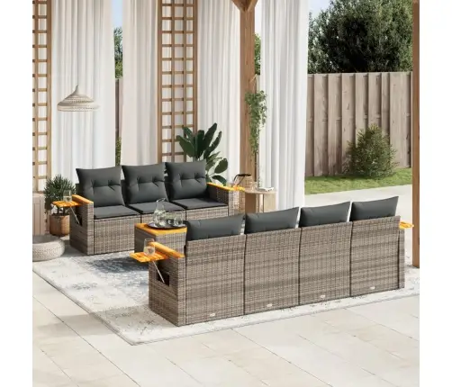 Sodo Komplektas Su Pagalvėlėmis, 8 Dalių, Pilkas, Poliratanas