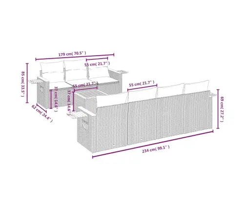 8-Daļīgs Dārza Dīvāna Komplekts Ar Matračiem Pelēka Rotangpalma Vidaxl