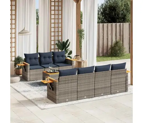 8-Daļīgs Dārza Dīvāna Komplekts Ar Matračiem Pelēka Rotangpalma Vidaxl