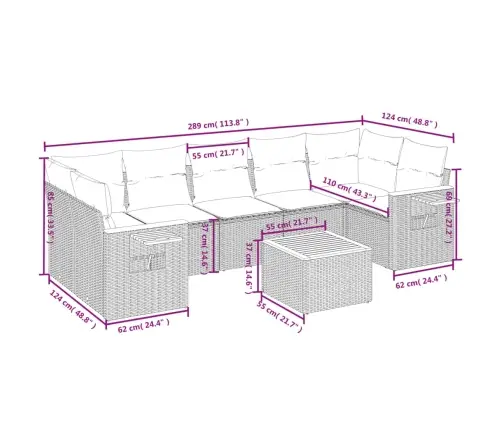 8-Osaline Aiadiivani Komplekt Patjadega, Must, Polürotang