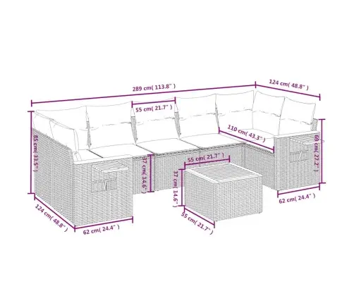 8-Daļīgs Dārza Dīvāna Komplekts, Matrači, Bēša Pe Rotangpalma Vidaxl 8-Daļīgs Dārza Dīvāna Komplekts, Matrači, Bēša Pe Rotangpalma Vidaxl