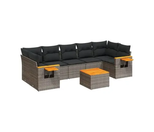 Sodo Komplektas Su Pagalvėlėmis, 8 Dalių, Pilkas, Poliratanas Sodo Komplektas Su Pagalvėlėmis, 8 Dalių, Pilkas, Poliratanas