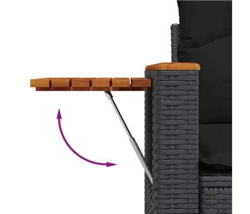 Sodo Komplektas Su Pagalvėlėmis, 9 Dalių, Juodas, Poliratanas