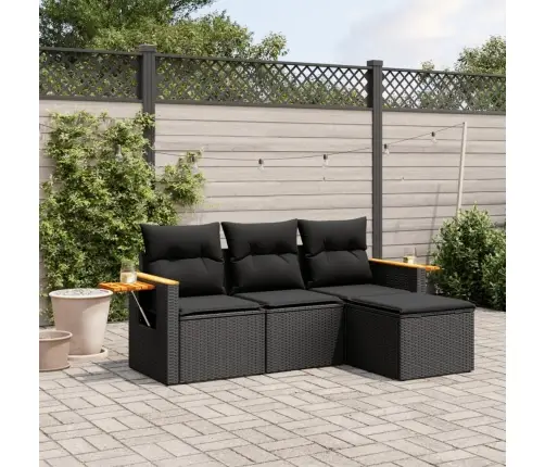 4-Daļīgs Dārza Dīvāna Komplekts Ar Matračiem, Pe Rotangpalma Vidaxl