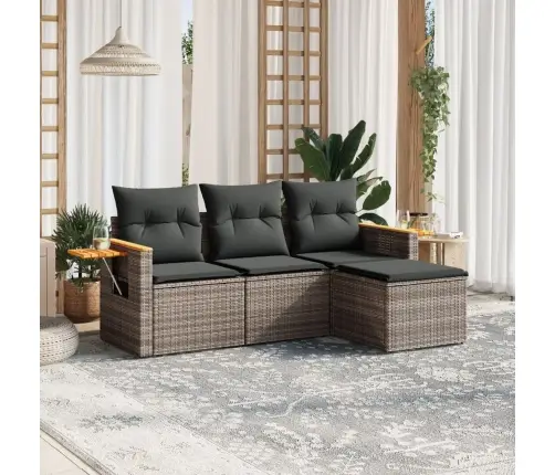 4-Osaline Aiamööbli Komplekt Patjadega, Hall, Polürotang