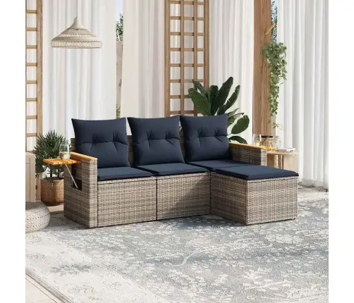 4-Daļīgs Dārza Dīvāna Komplekts Ar Matračiem Pelēka Rotangpalma Vidaxl