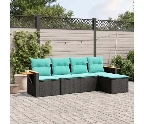 5-Daļīgs Dārza Dīvāna Komplekts Ar Matračiem, Pe Rotangpalma Vidaxl