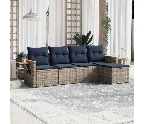 Sofos Komplektas Su Pagalvėlėmis, 5 Dalių, Pilkas, Poliratanas