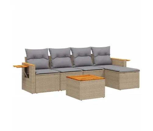 Sofos Komplektas Su Pagalvėlėmis, 6 Dalių, Smėlio, Poliratanas