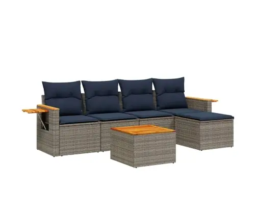 Sofos Komplektas Su Pagalvėlėmis, 6 Dalių, Pilkas, Poliratanas