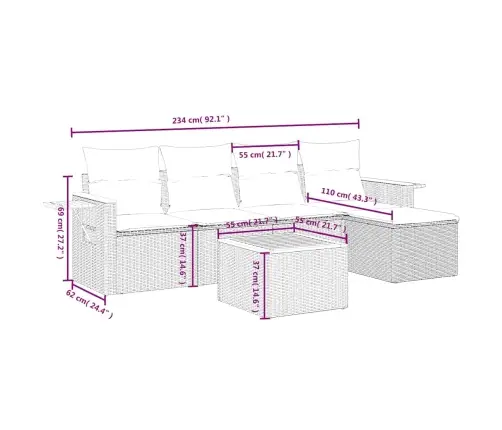 Sofos Komplektas Su Pagalvėlėmis, 6 Dalių, Pilkas, Poliratanas