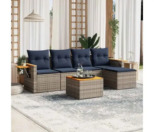 Sofos Komplektas Su Pagalvėlėmis, 6 Dalių, Pilkas, Poliratanas