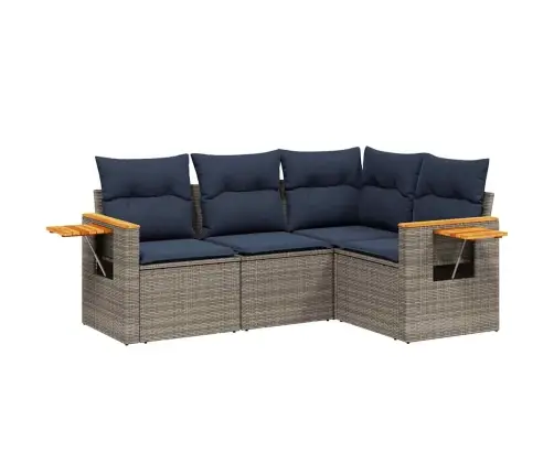 Sofos Komplektas Su Pagalvėlėmis, 4 Dalių, Pilkas, Poliratanas